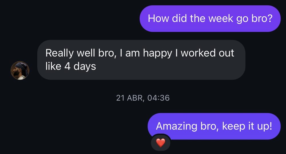 Screenshot of a message from a client